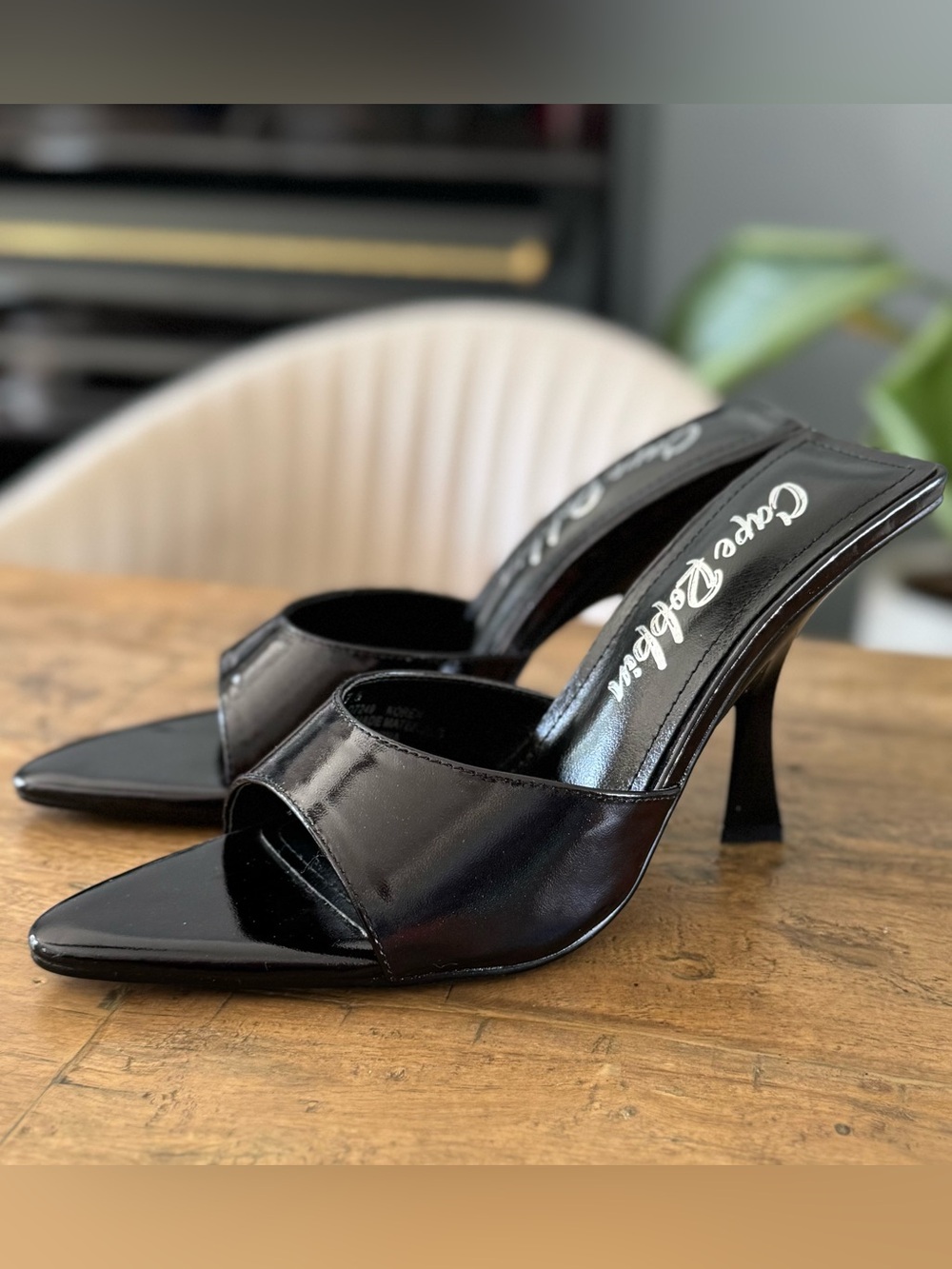 Black Patent Leather Mule Heels size 7.5 - Picture 3 of 7